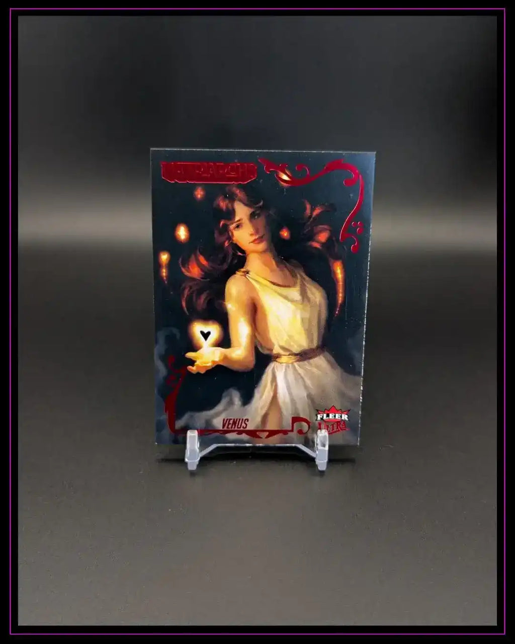 Trading Card mit Venus-Motiv, Fantasy-Illustration, Sammelkarte auf Ständer