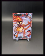 Marvel Trading Card "Scream" mit feurigem Comic-Design auf Display, Fleer Ultra Matriarchs