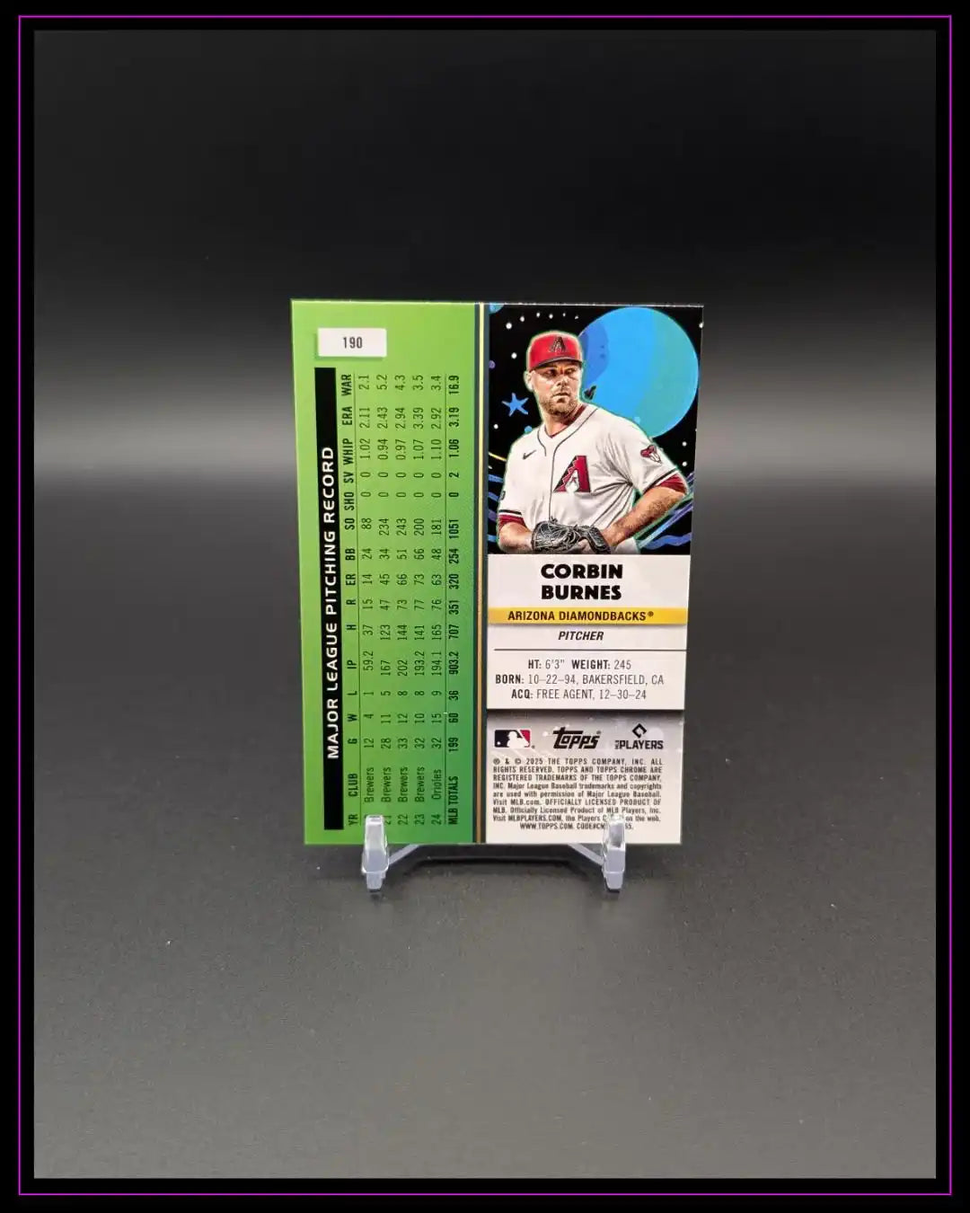 2025 Topps Chrome Cosmic #190 Corbin Burnes