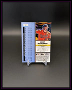 Baseball Trading Card Rückseite von Adley Rutschman, Baltimore Orioles, auf Ständer, Statistiken sichtbar