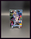 Baseball Trading Card mit Spieler in Catcher-Ausrüstung, bunte Weltraum-Grafik, Drew Romo