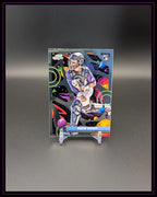 Baseball Trading Card mit Spieler in Catcher-Ausrüstung, bunte Weltraum-Grafik, Drew Romo