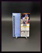 Baseball Trading Card von Kumar Rocker, Texas Rangers Pitcher, Rückseite mit Statistiken.