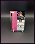 Baseball Trading Card Rückseite von Victor Mesa Jr., Miami Marlins, auf schwarzem Hintergrund