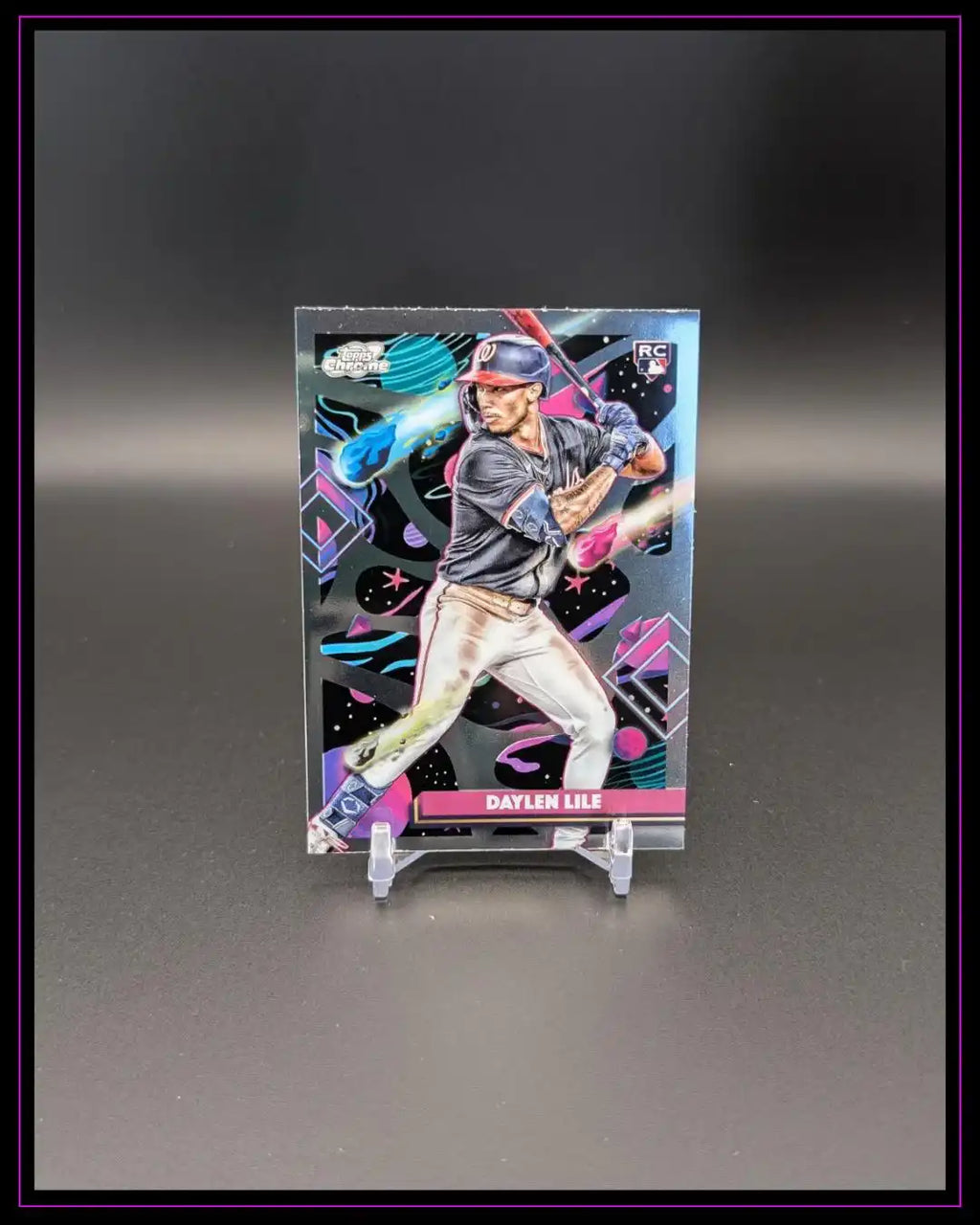 Baseball Trading Card mit Spieler, bunter Hintergrund, Daylen Lile, Sammlerstück