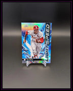 Baseball Trading Card Lou Brock LIGHTSPEED, glänzend, Sammelkarte auf Ständer