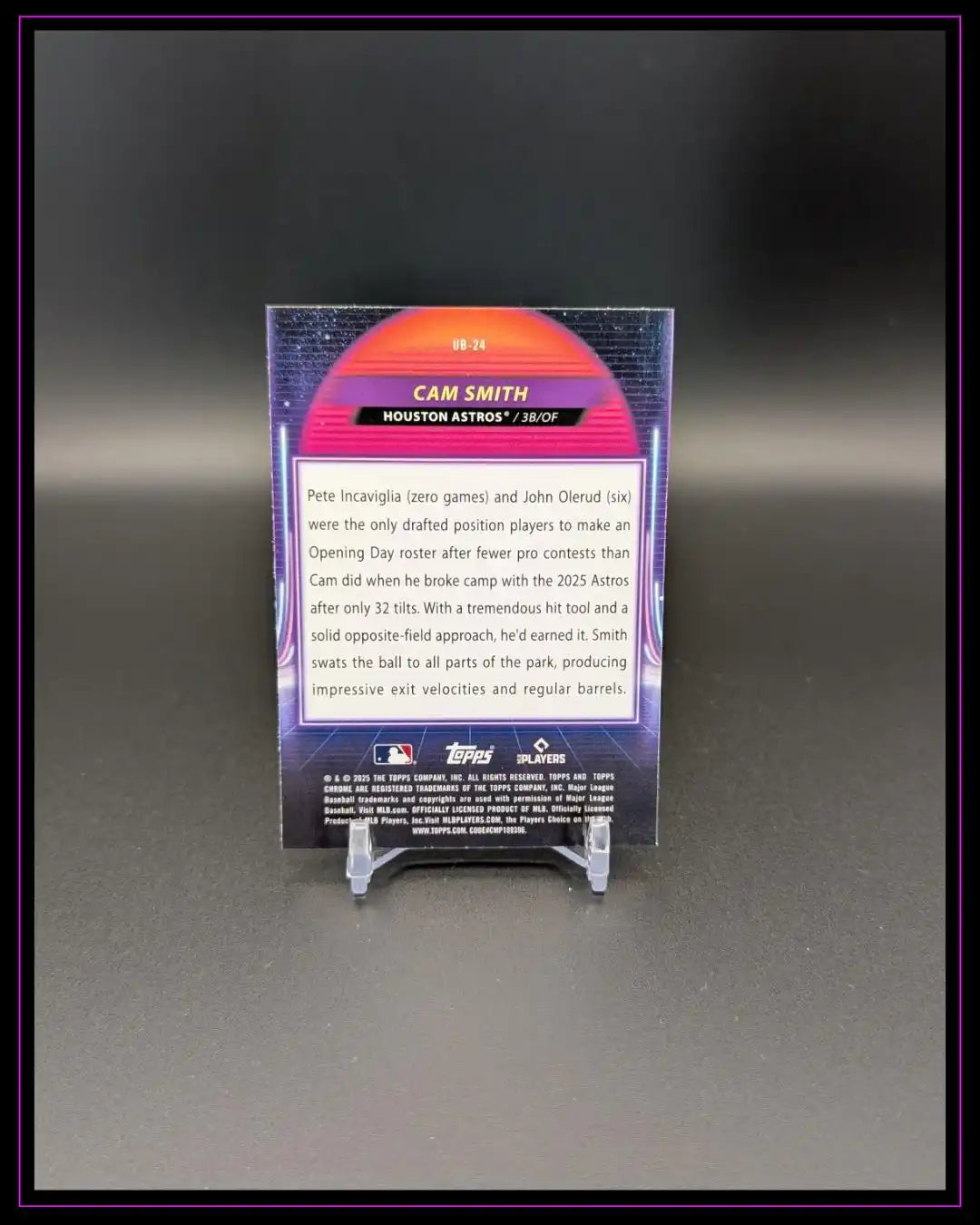 2025 Topps Chrome Cosmic #UB-24 Cam Smith RC Ultraviolet Beam