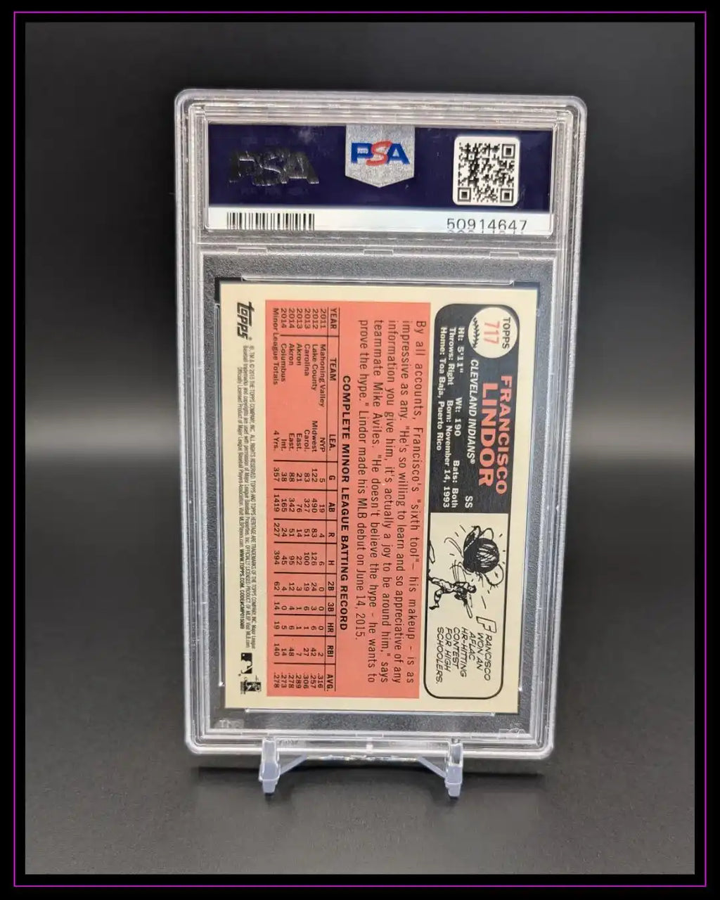 2015 Topps Heritage #717a Francisco Lindor White Jersey RC PSA 10