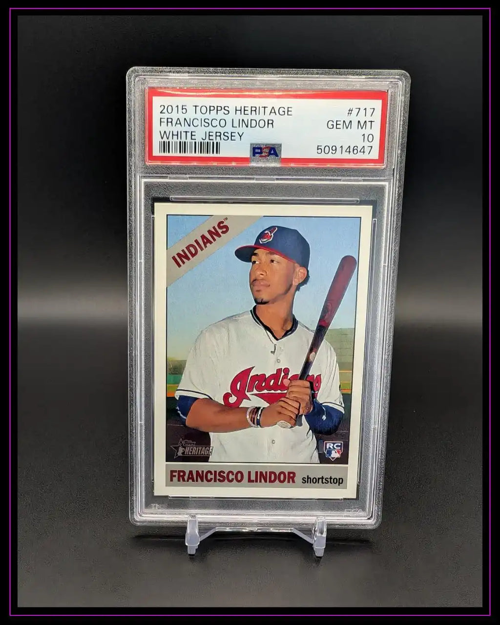 2015 Topps Heritage #717a Francisco Lindor White Jersey RC PSA 10