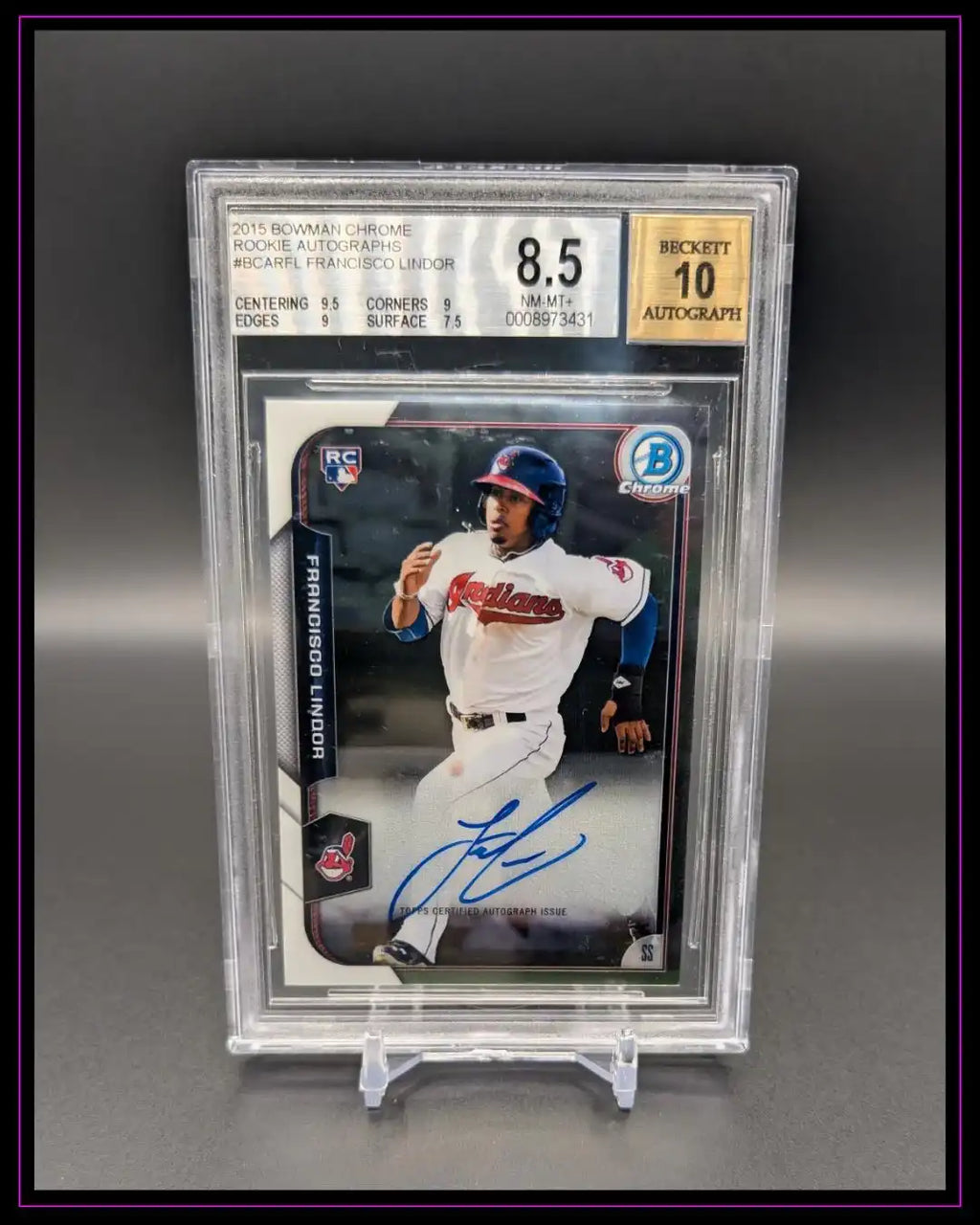 2015 Bowman Chrome #BCAR-FL Francisco Lindor Rookie Autographs BGS 8.5