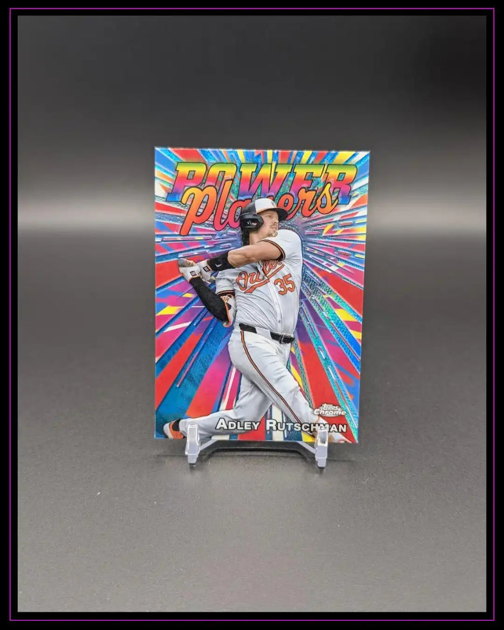 Adley Rutschman Baseball Trading Card mit Power Players Design, bunte Sammelkarte