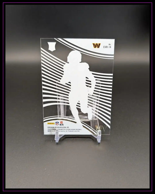 Transparente NFL Trading Card Brian Robinson Jr. Panini 2022, Silhouette, auf Ständer