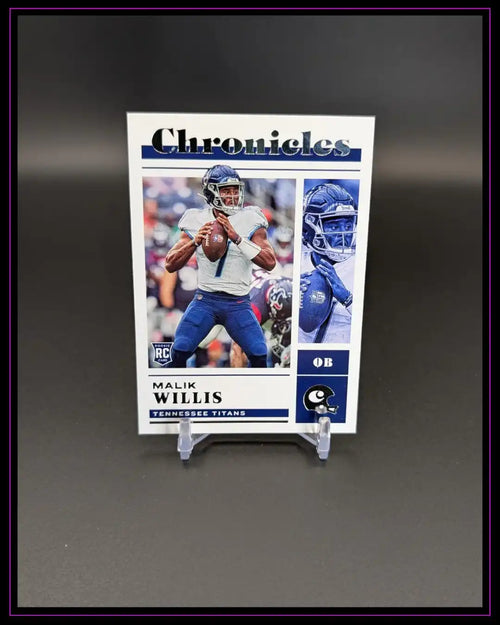 Chronicles Trading Card Malik Willis Tennessee Titans, Football-Sammelkarte auf schwarzem Hintergrund