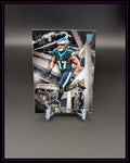 American Football Trading Card, Spieler mit schwarzem Trikot auf Sammelkarte, Rookie-Symbol