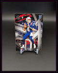 American Football Trading Card mit Spieler im blauen Patriots-Trikot auf schwarzem Hintergrund