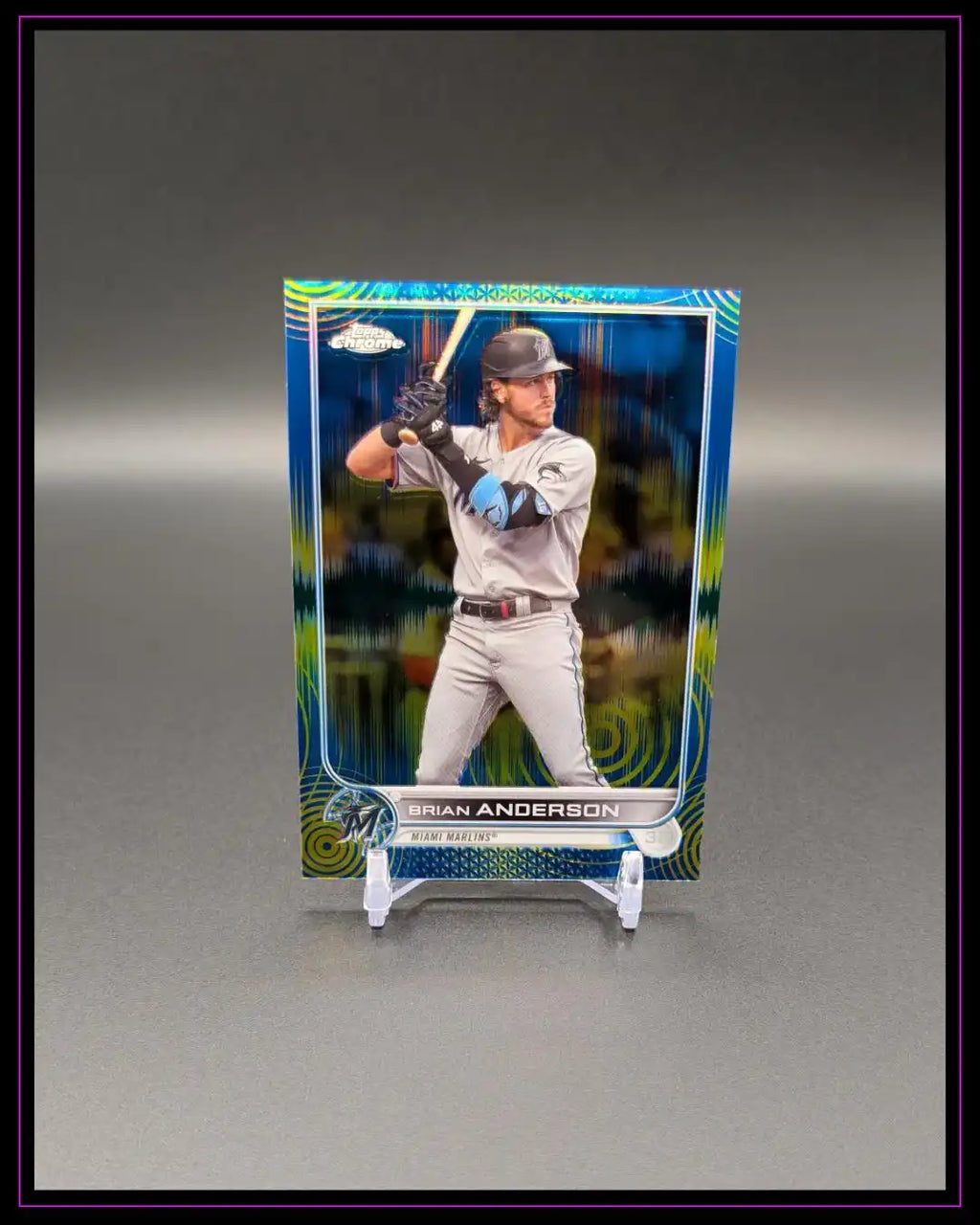 Baseball Trading Card von Brian Anderson, Miami Marlins, auf silbernem Hintergrund