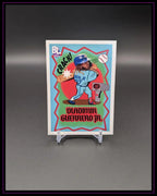 Baseball Trading Card mit Comic-Motiv von Vladimir Guerrero Jr., bunte Illustration, Sammelkarte