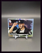 Baseball Sammelkarte eines Chicago White Sox Pitchers auf Kartenständer, Nahaufnahme