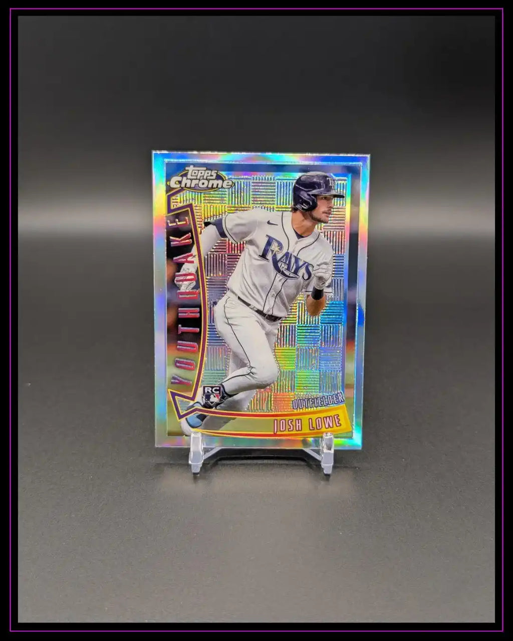 Glänzende Baseball Trading Card Josh Lowe Topps Chrome auf Ständer, Rookie-Karte, Sammelkarte