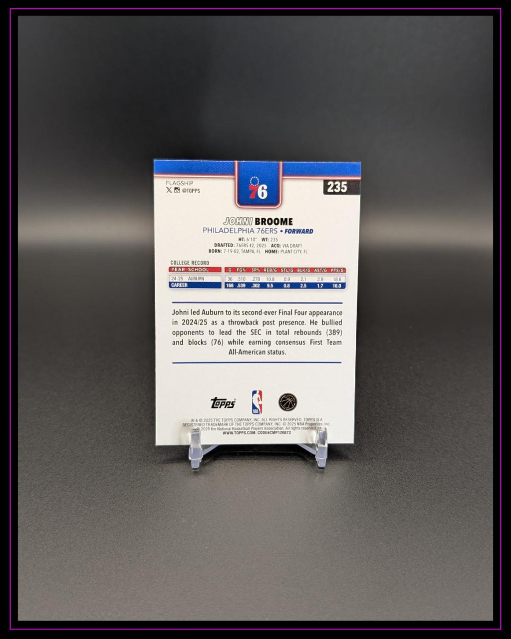 2025-26 Topps NBA #235 Johni Broome RC