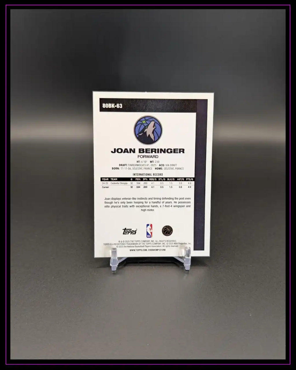 2025-26 Topps NBA #80BK-63 Joan Beringer 1980-81 Topps Basketball
