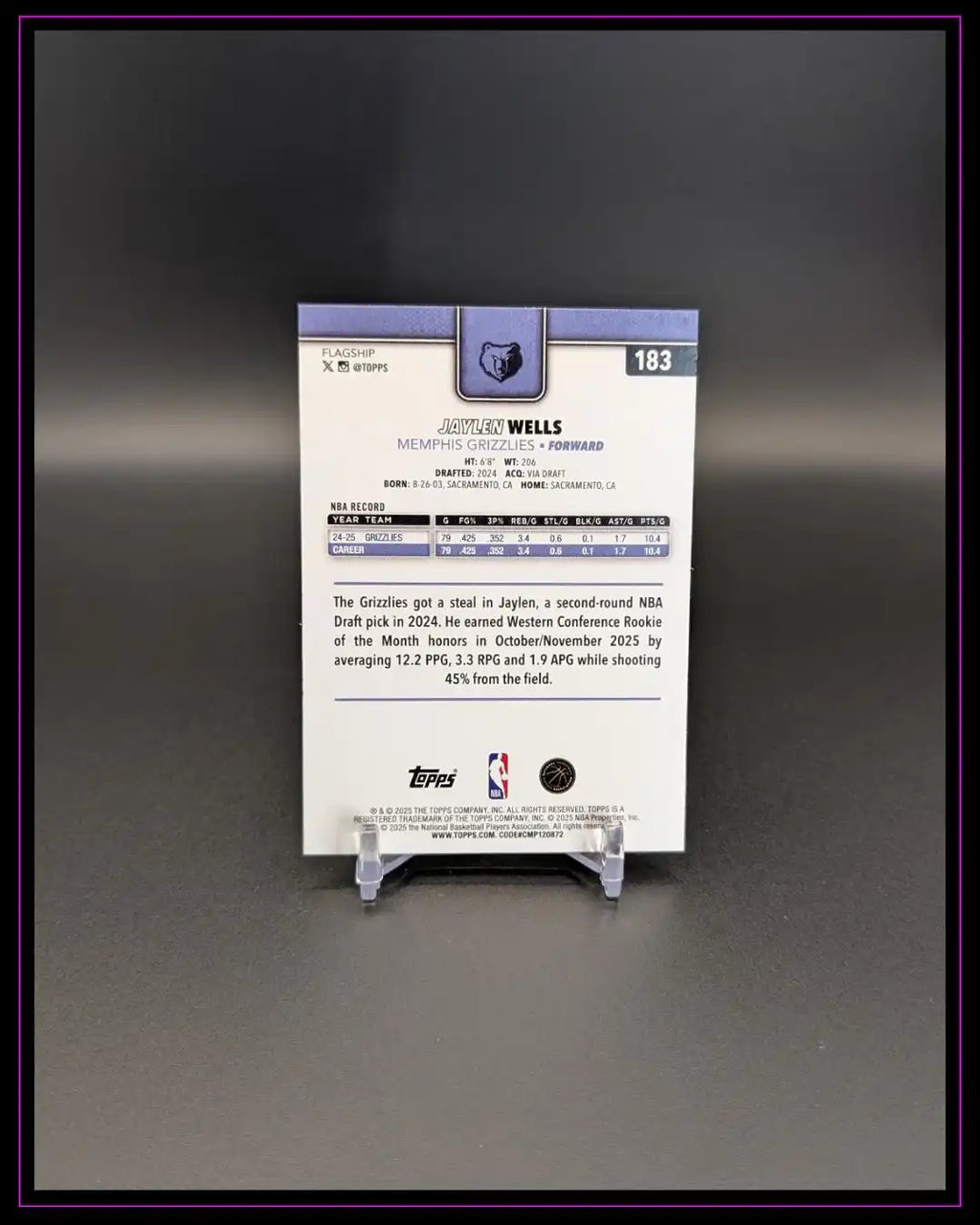 2025-26 Topps NBA #183 Jaylen Wells All Rookie Team