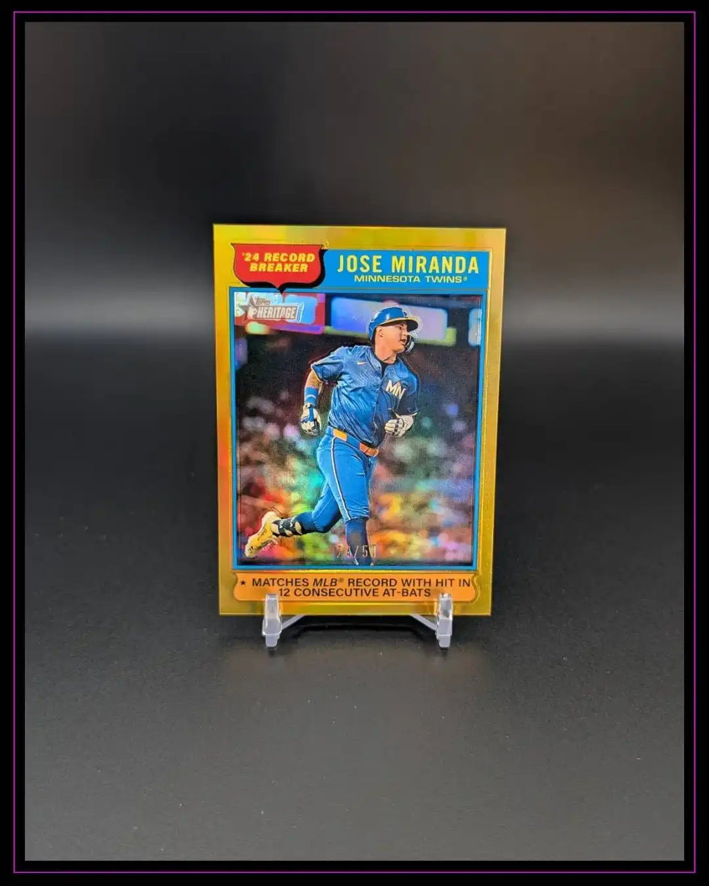 2025 Topps Heritage #4 Jose Miranda Chrome Gold Refractor /50