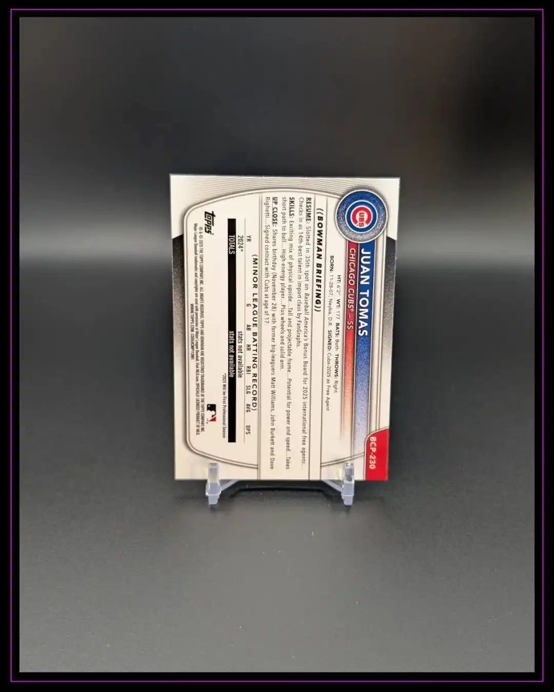 2025 Bowman Chrome #BCP-230 Juan Tomas Prospects