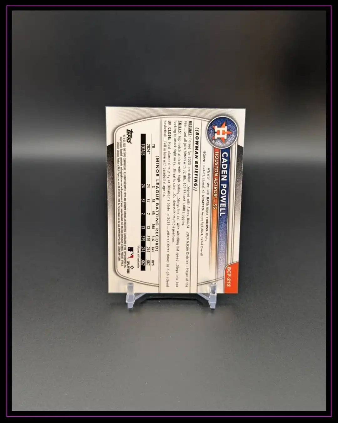 2025 Bowman Chrome #BCP-212 Caden Powell Prospects