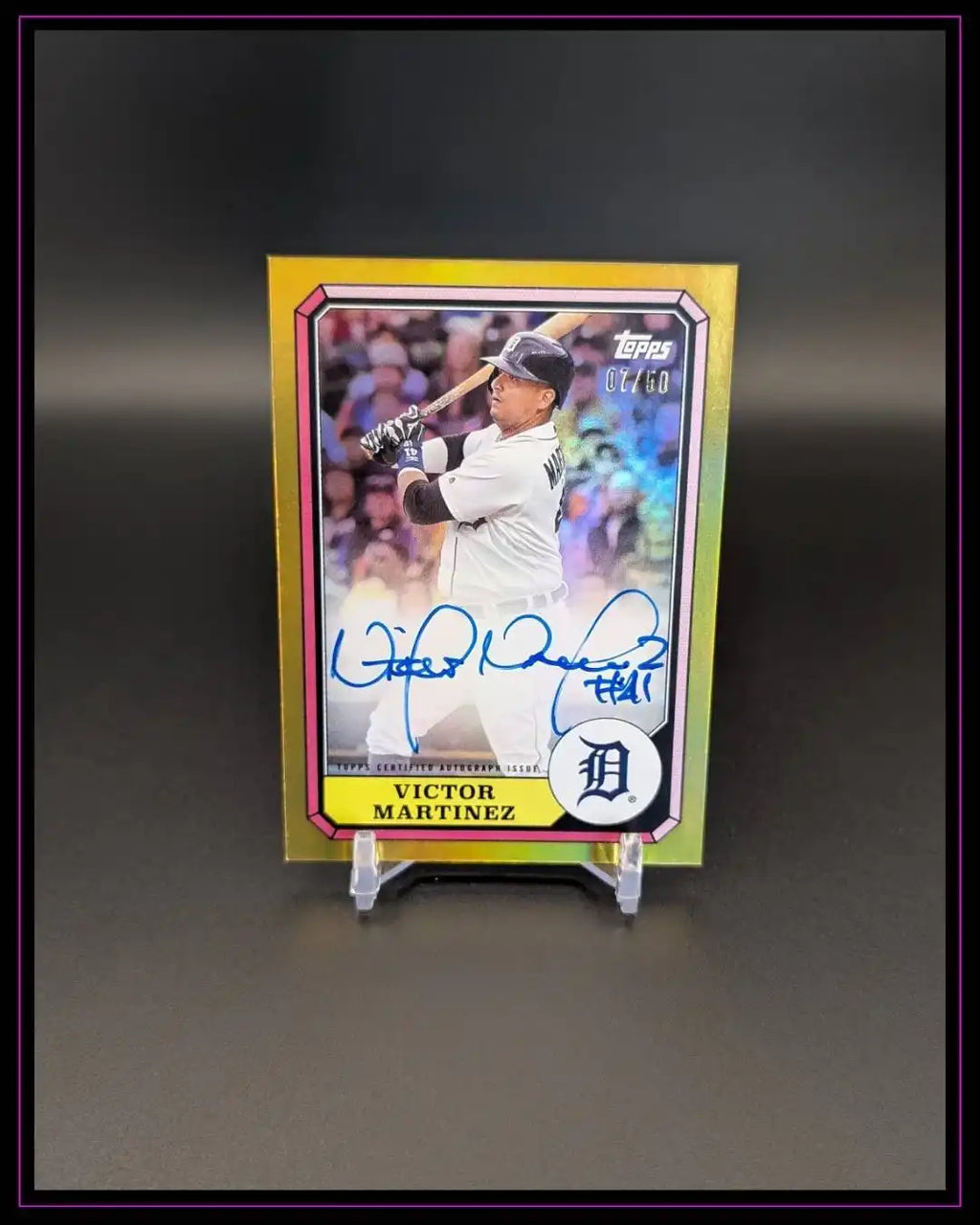 2025 Topps Archives #87BBA-VM Victor Martinez Boardwalk & B Auto Gold Foil /50
