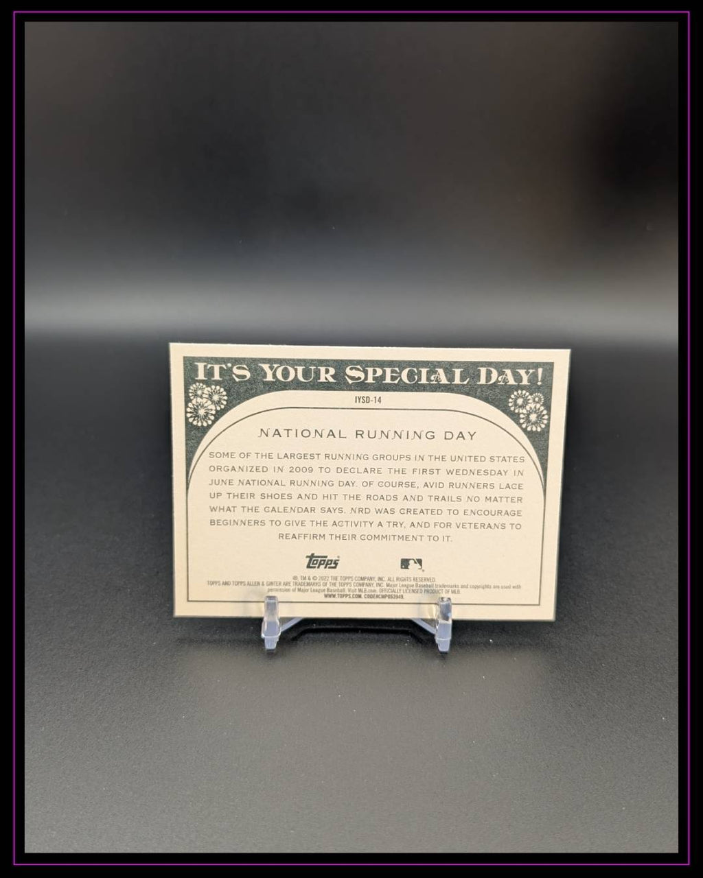2022 Topps Allen & Ginter #IYSD-14 National Running Day It's Your Special Day!