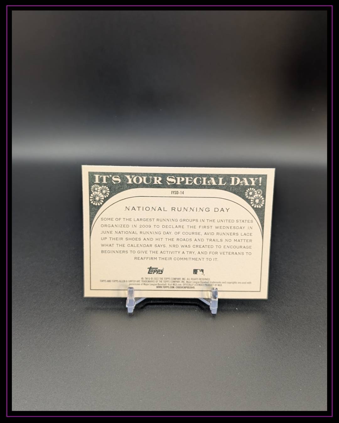 2022 Topps Allen & Ginter #IYSD-14 National Running Day It's Your Special Day!