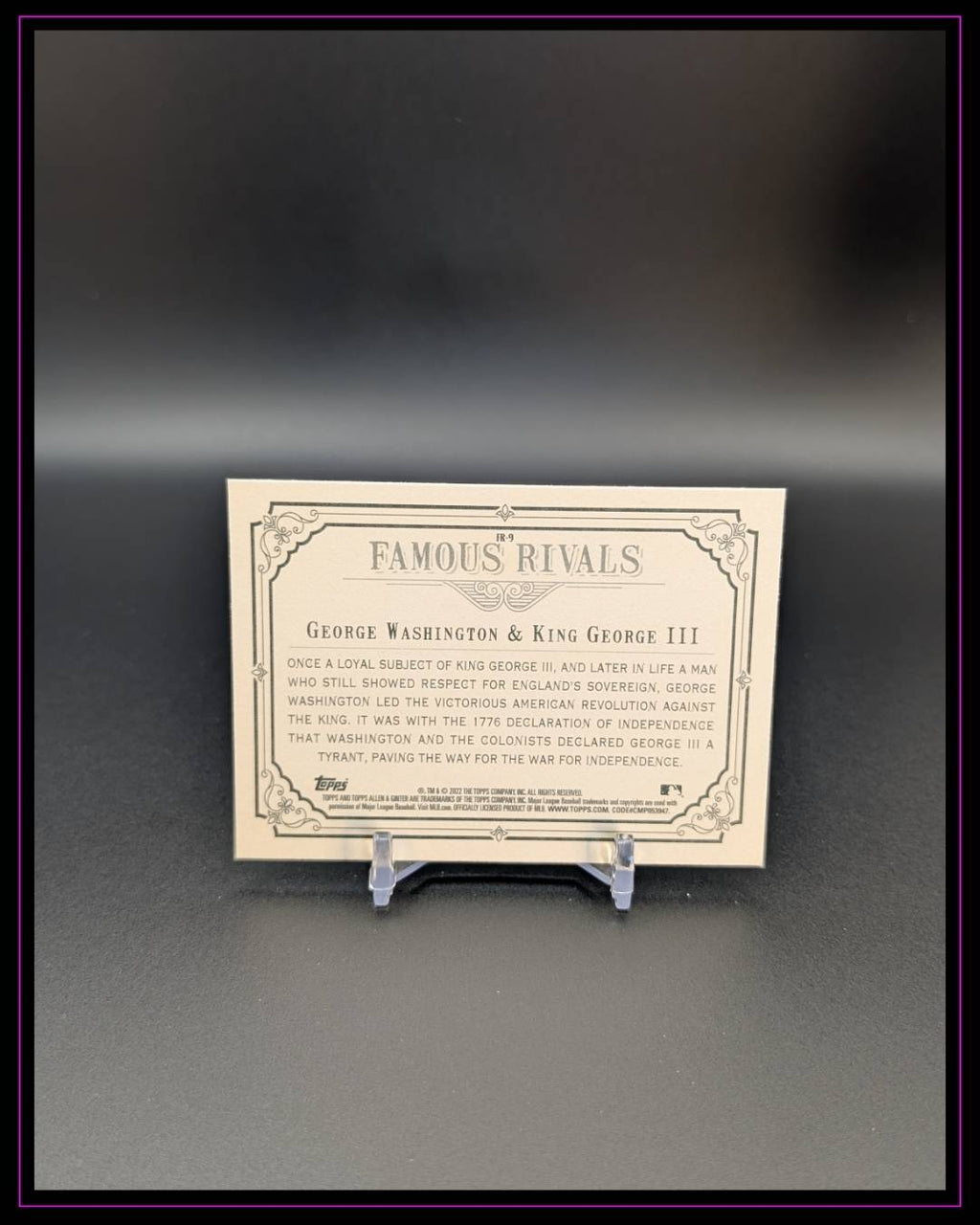 2022 Topps Allen & Ginter #FR-9 George Washington / King George Famous Rivals
