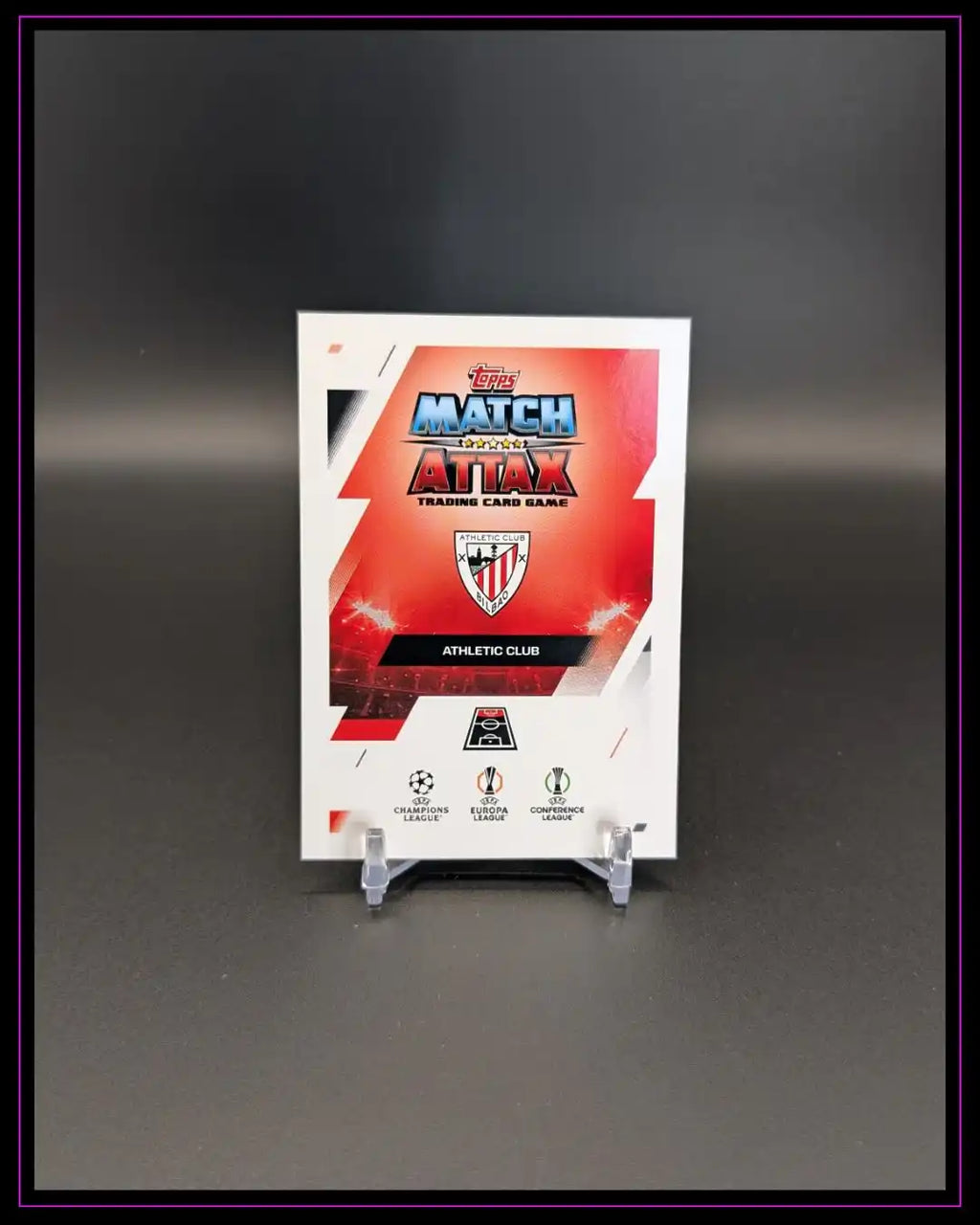Match Attax Trading Card Athletic Club Rückseite, Fußball Sammelkarte auf Ständer