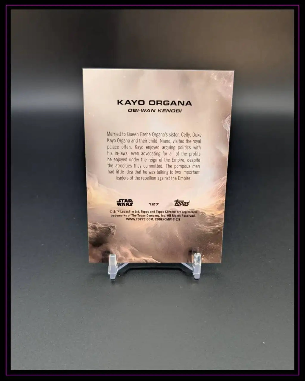 2025 Topps Chrome Star Wars #127 Kayo Organa Purple Pulsar Refractor #/199