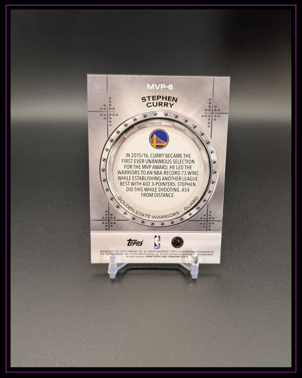 2025-26 Topps #MVP-6 Stephen Curry MVP Vault Rainbow Foilboard