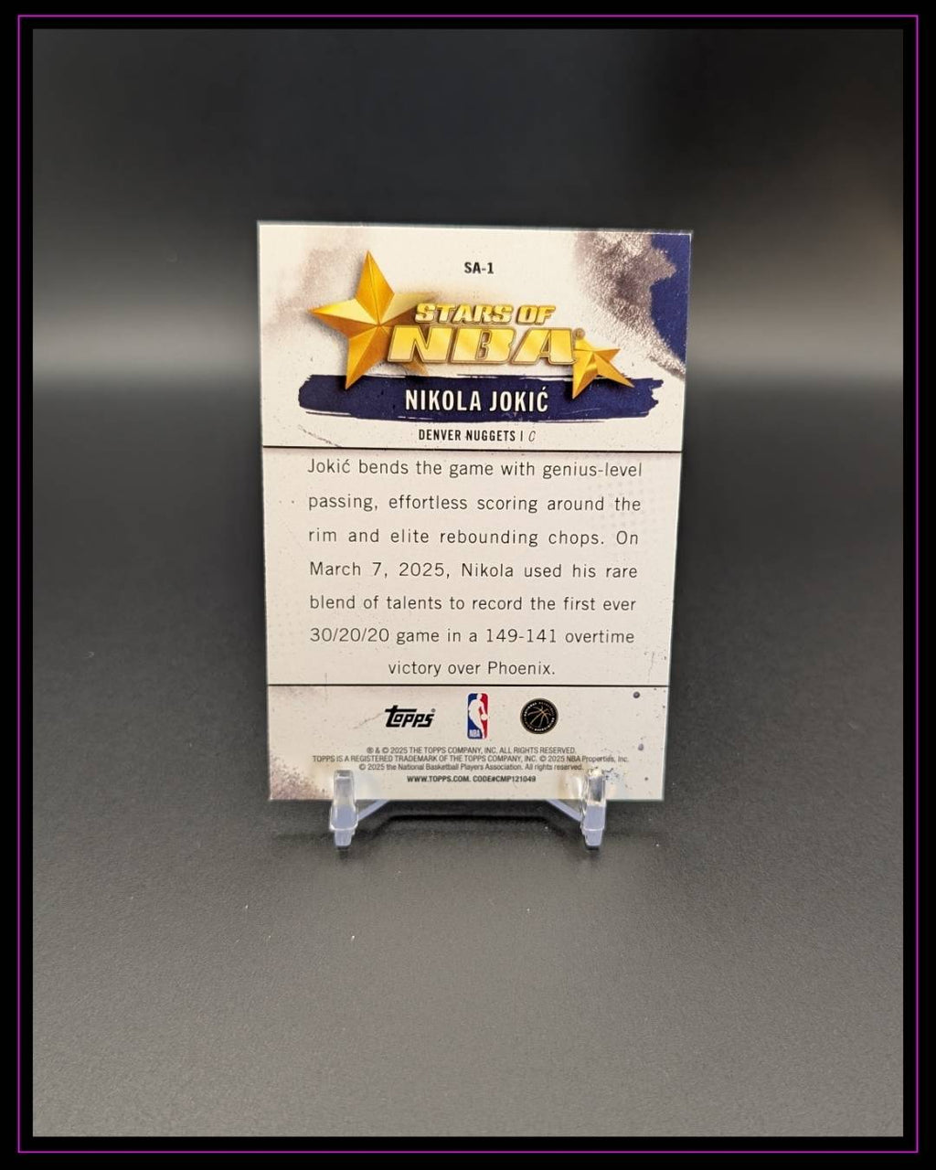 2025-26 Topps #SA-1 Nikola Jokić Stars of the NBA Purple Rainbow #/250