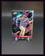 Topps Chrome Baseball Trading Card mit Spieler der Royals und buntem, holografischen Design