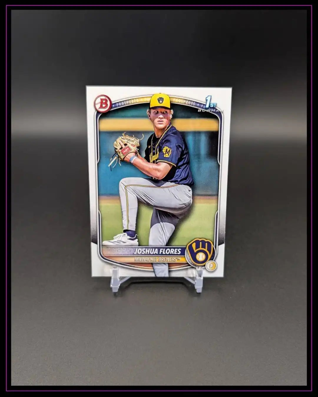 Baseball Trading Card Joshua Flores Milwaukee Brewers auf Ständer, Sport Sammelkarte
