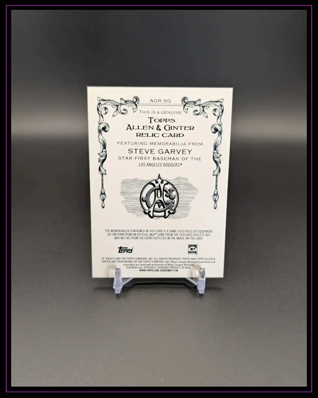 2025 Topps Allen & Ginter #AGR-SG Steve Garvey Relics