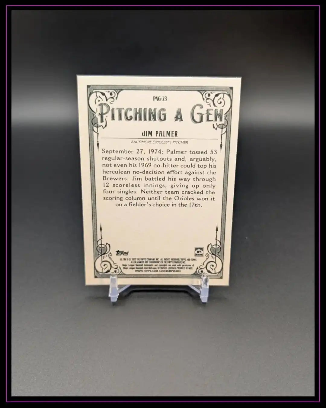 2022 Topps Allen & Ginter #PAG-23 Jim Palmer Pitching a Gem