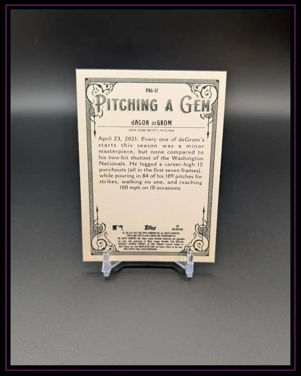 2022 Topps Allen & Ginter #PAG-12 Jacob deGrom Pitching a Gem