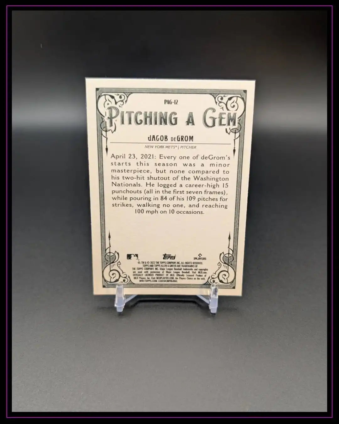 2022 Topps Allen & Ginter #PAG-12 Jacob deGrom Pitching a Gem