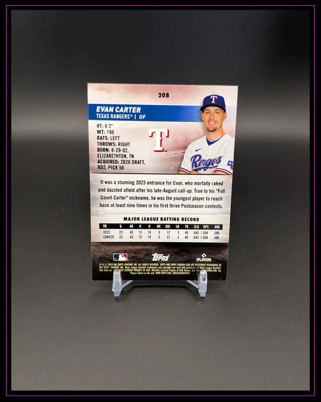 2024 Topps Stadium Club #208 Evan Carter RC 1993 Design Variation