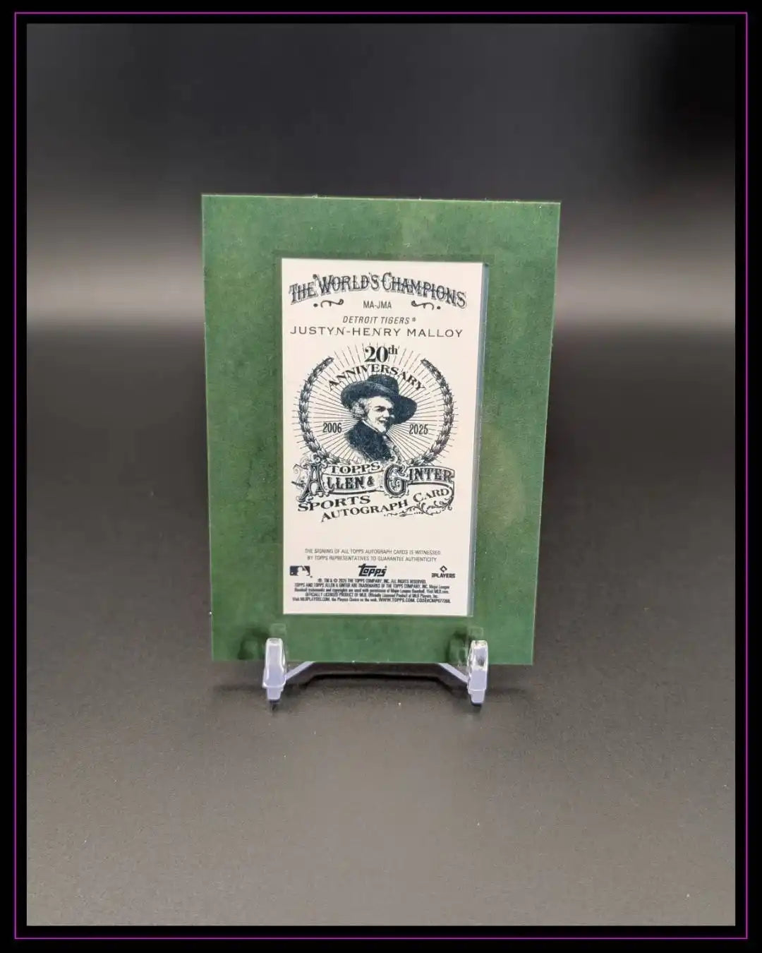 2025 Topps Allen & Ginter #MA-JMA Justyn-Henry Malloy Framed Mini Auto Green /50