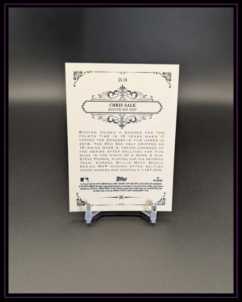 2025 Topps Allen & Ginter #SV-24 Chris Sale Sweet Victory