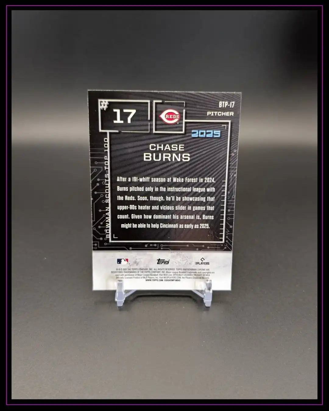 2025 Bowman #BTP-17 Chase Burns Bowman Scouts Top 100