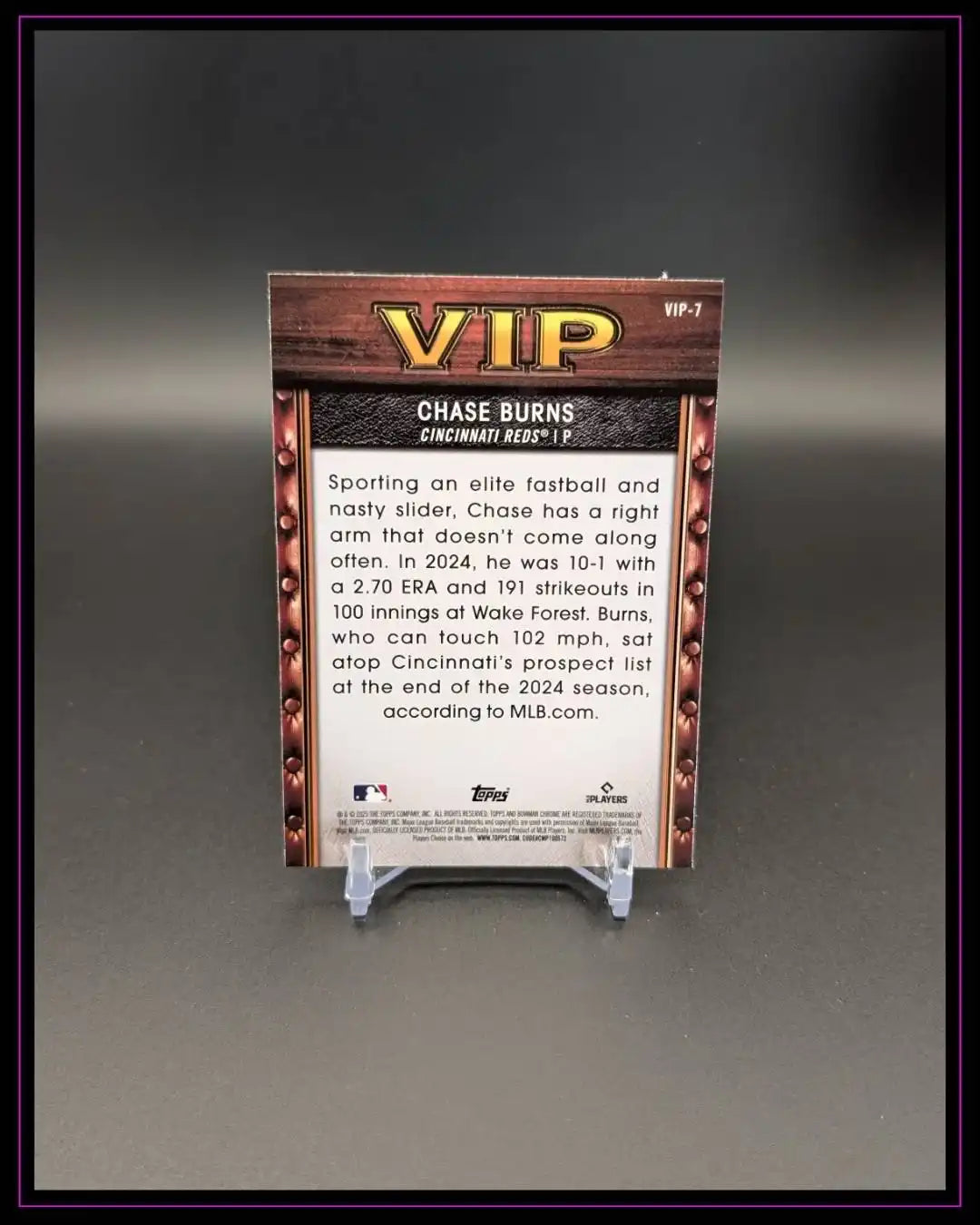 2025 Bowman #VIP-7 Chase Burns Very Important Prospects