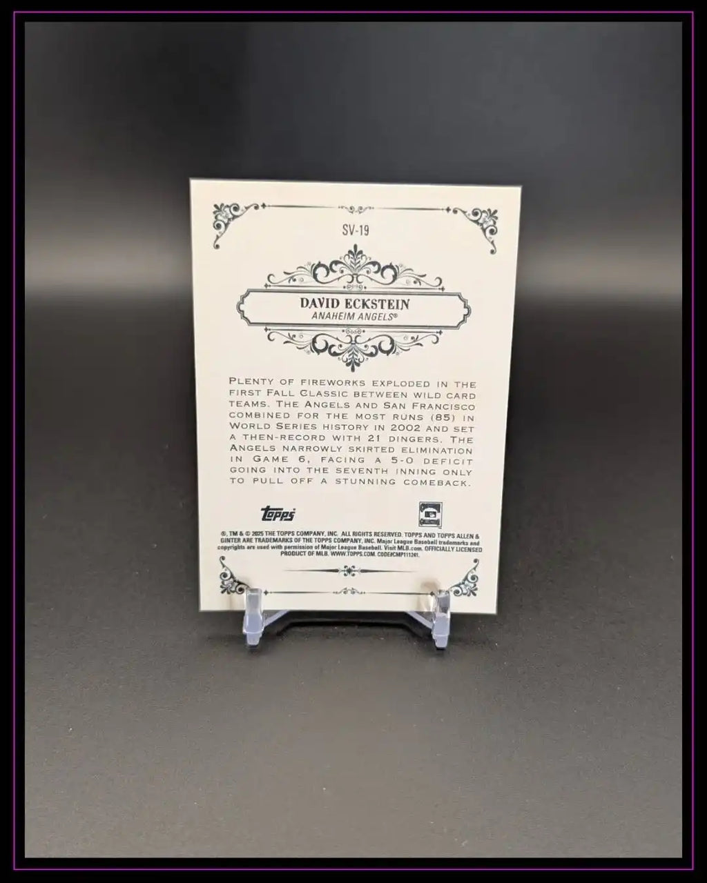 2025 Topps Allen & Ginter #SV-19 David Eckstein Sweet Victory