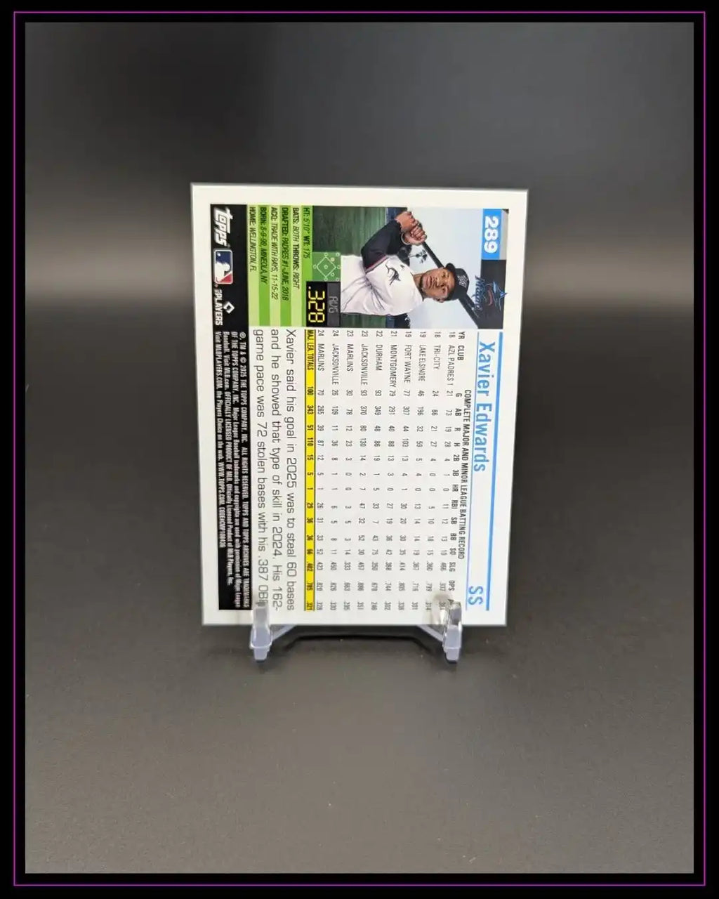 2025 Topps Archives #289 Xavier Edwards Pink Foilboard